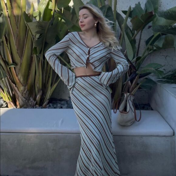 ZARA SET STRIPED KNIT TOP + SKIRT - Picture 5 of 12